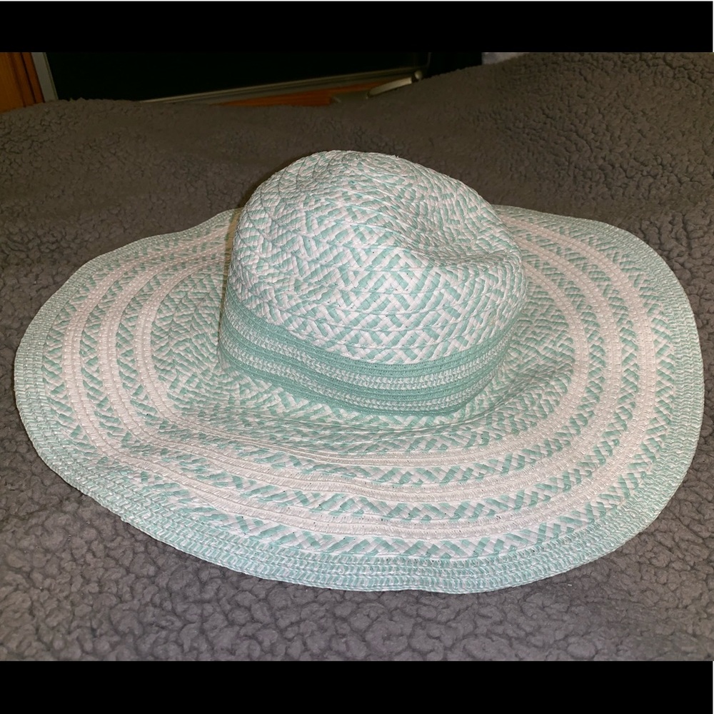 Teal and White beach hat
